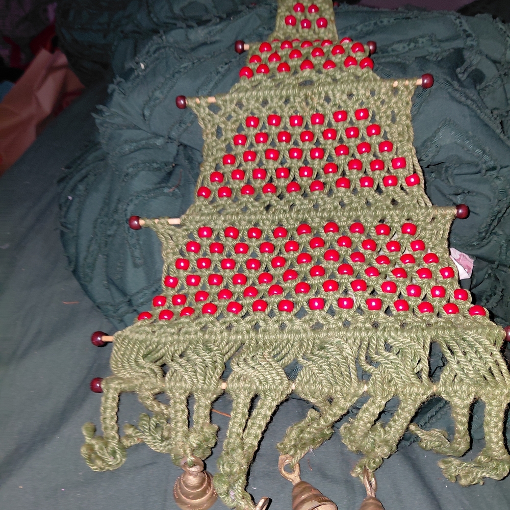 Source Unknown Festive Green and Red Crochet Decor